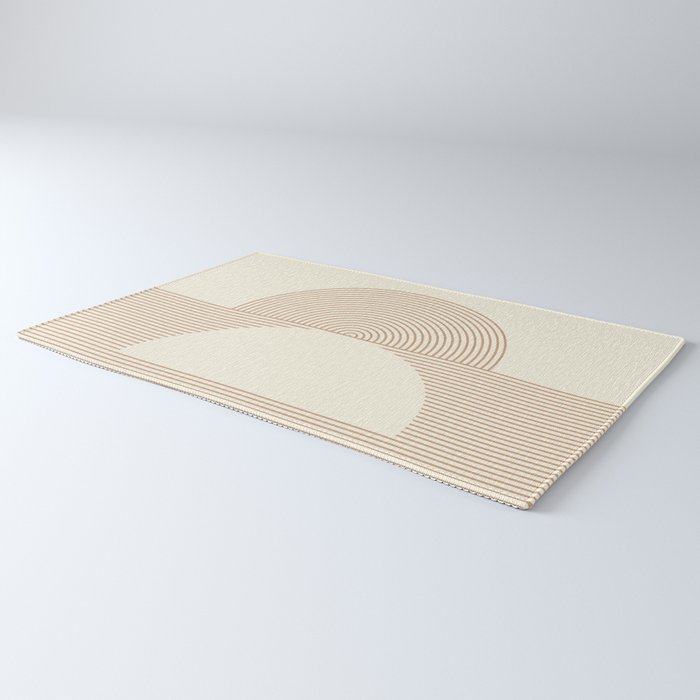 Geometric lines in Shades of Coffee and Latte 4 (Sunrise and Sunset) Rug Gallery Image 3