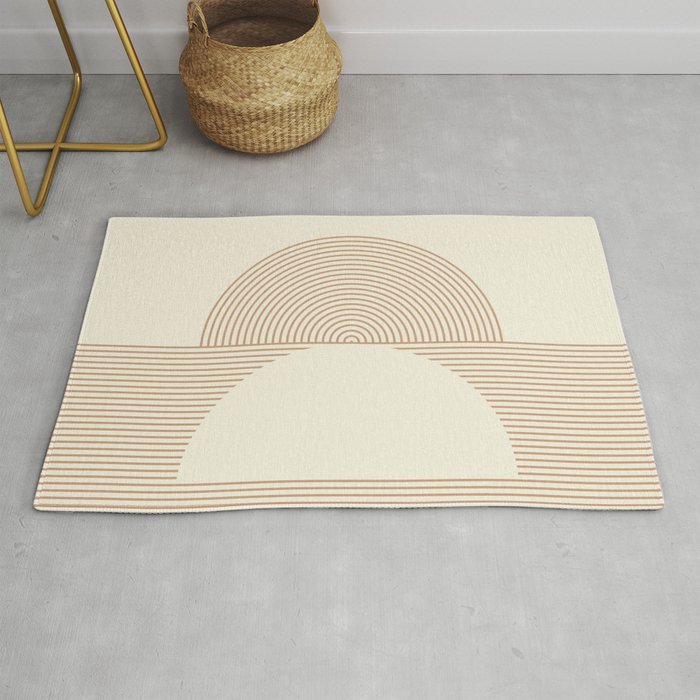 Geometric lines in Shades of Coffee and Latte 4 (Sunrise and Sunset) Rug Gallery Image 1