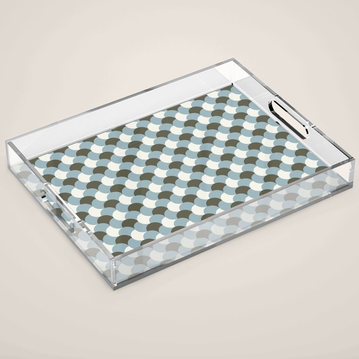 Geometrical gingham pastel pattern grey variant Acrylic Tray Gallery Image 1