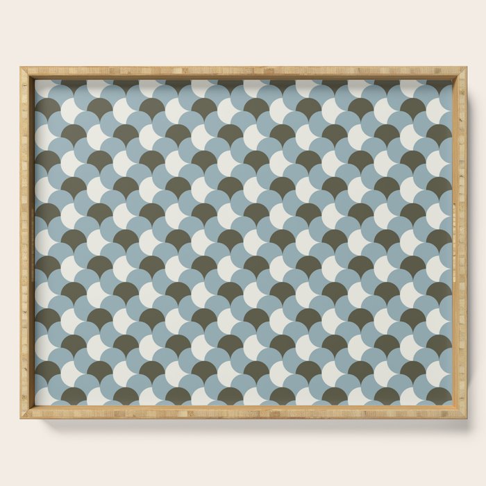 Geometrical gingham pastel pattern grey variant Serving Tray Gallery Image 1