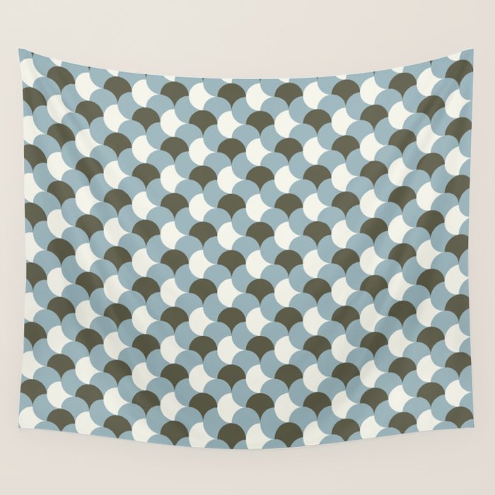 Geometrical gingham pastel pattern grey variant Wall Tapestry Gallery Image 1
