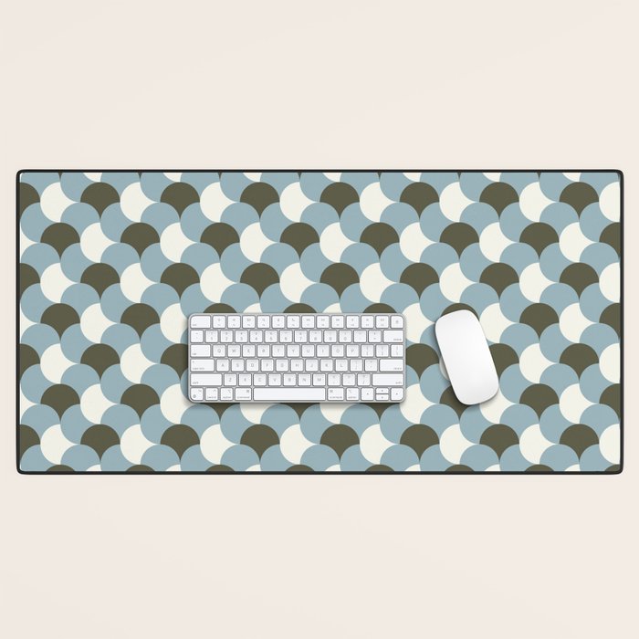 Geometrical gingham pastel pattern grey variant Desk Mat Gallery Image 1