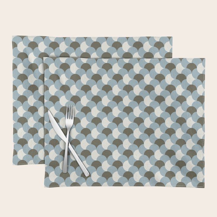 Geometrical gingham pastel pattern grey variant Placemat Gallery Image 1