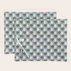 Geometrical gingham pastel pattern grey variant Placemat Gallery Image 1
