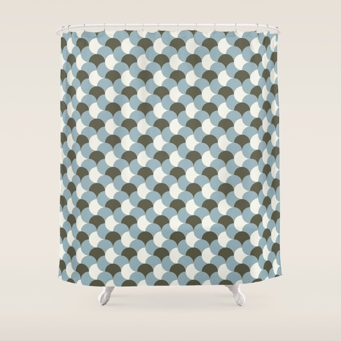 Geometrical gingham pastel pattern grey variant Shower Curtain Gallery Image 1