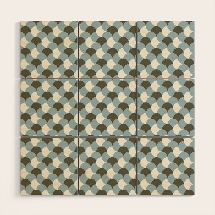 Geometrical gingham pastel pattern grey variant Wood Wall Art Gallery Image 1