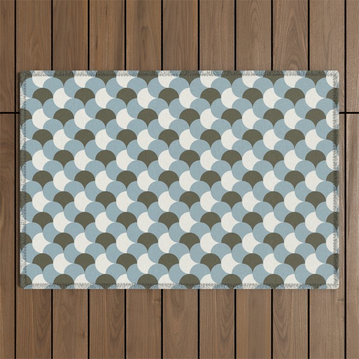 Geometrical gingham pastel pattern grey variant Outdoor Rug Gallery Image 1