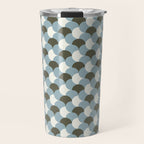 Geometrical gingham pastel pattern grey variant Travel Mug Gallery Image 1