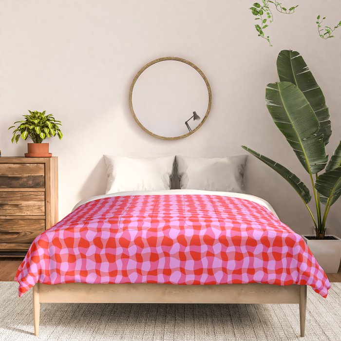 Colorful Wavy Check Pattern 1 - Pink And Red Comforter Gallery Image 3