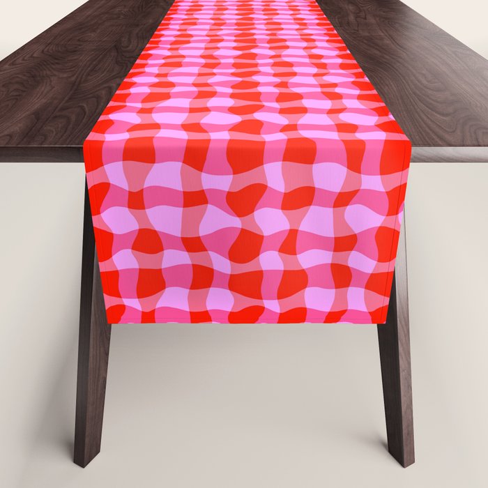 Colorful Wavy Check Pattern 1 - Pink And Red Table Runner Gallery Image 1