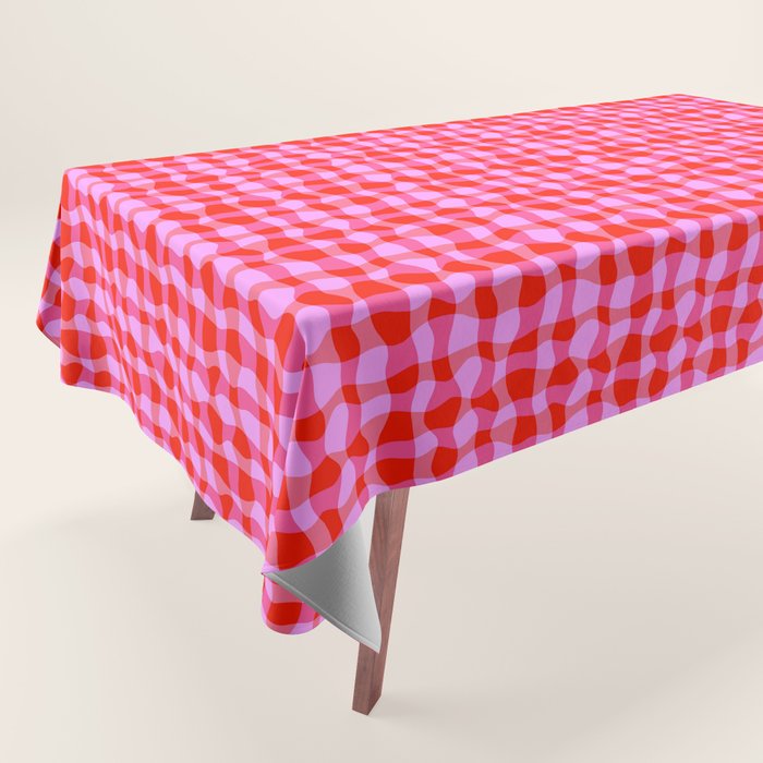 Colorful Wavy Check Pattern 1 - Pink And Red Tablecloth Gallery Image 1