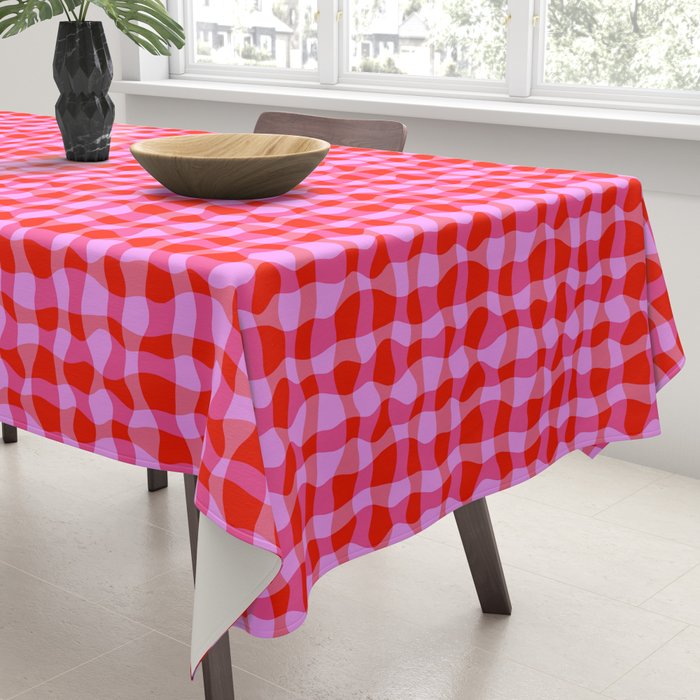Colorful Wavy Check Pattern 1 - Pink And Red Tablecloth Gallery Image 3
