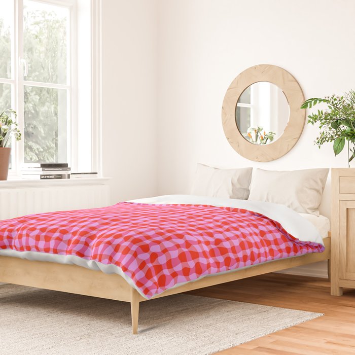 Colorful Wavy Check Pattern 1 - Pink And Red Duvet Cover Gallery Image 2