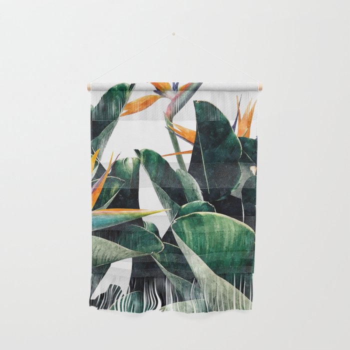 Paradise Bird, Nature Botanical Plant Floral, Tropical Garden Watercolor Painting Wall Hanging Gallery Image 1