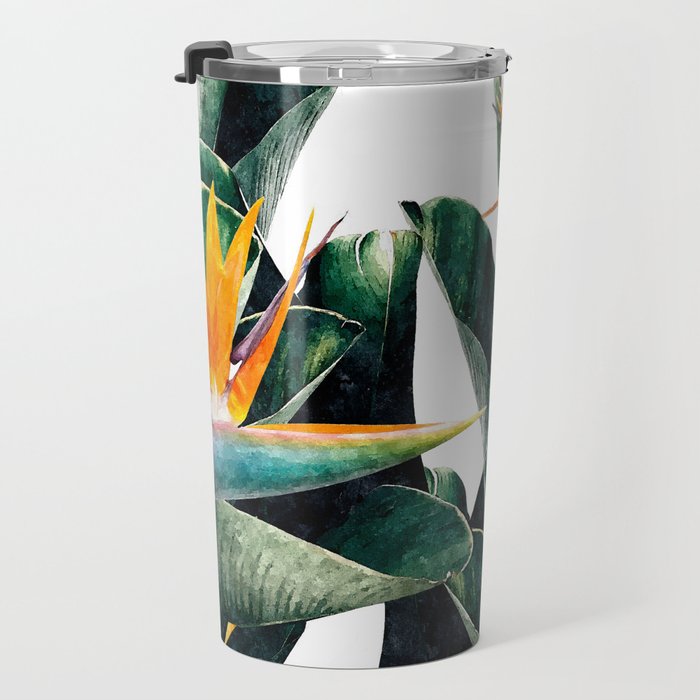 Paradise Bird, Nature Botanical Plant Floral, Tropical Garden Watercolor Painting Travel Mug Gallery Image 3