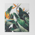 Paradise Bird, Nature Botanical Plant Floral, Tropical Garden Watercolor Painting Throw Blanket Gallery Image 2