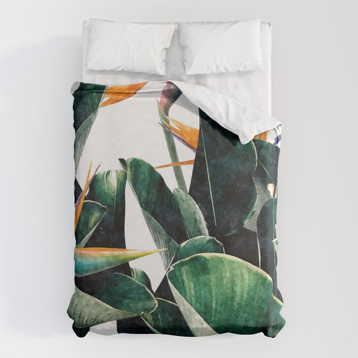 Paradise Bird, Nature Botanical Plant Floral, Tropical Garden Watercolor Painting Duvet Cover Gallery Image 6