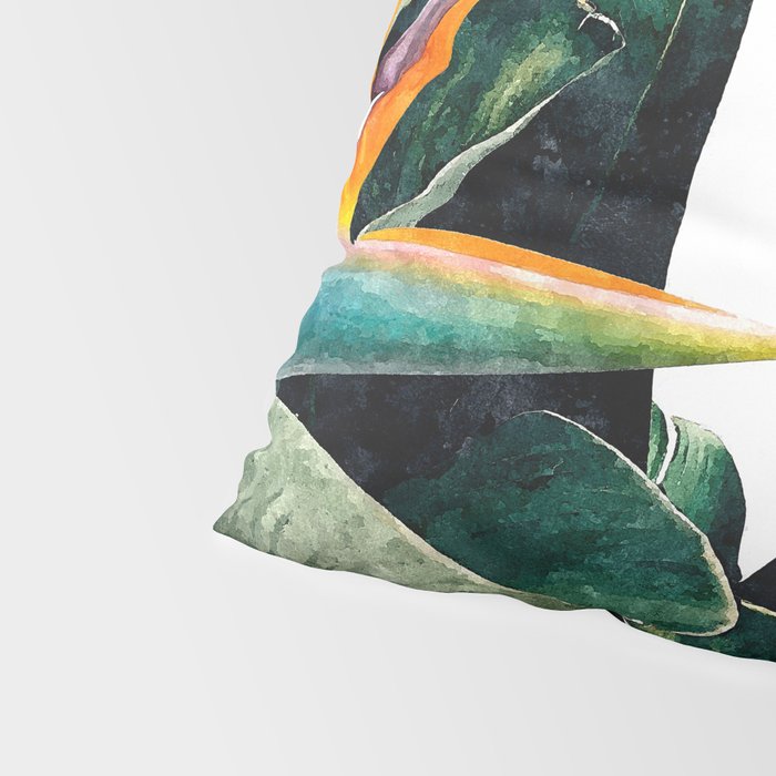 Paradise Bird, Nature Botanical Plant Floral, Tropical Garden Watercolor Painting Pillow Sham Gallery Image 4