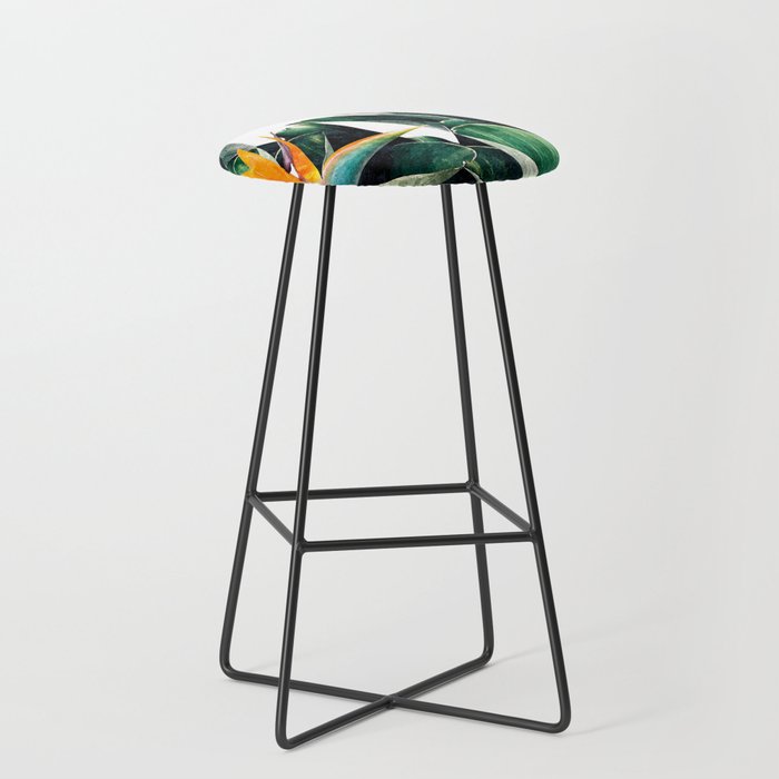 Paradise Bird, Nature Botanical Plant Floral, Tropical Garden Watercolor Painting Stool Gallery Image 1