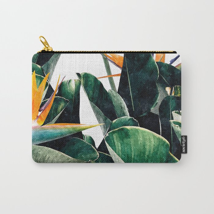 Paradise Bird, Nature Botanical Plant Floral, Tropical Garden Watercolor Painting Carry All Pouch Gallery Image 1