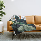 Paradise Bird, Nature Botanical Plant Floral, Tropical Garden Watercolor Painting Throw Blanket Gallery Image 1