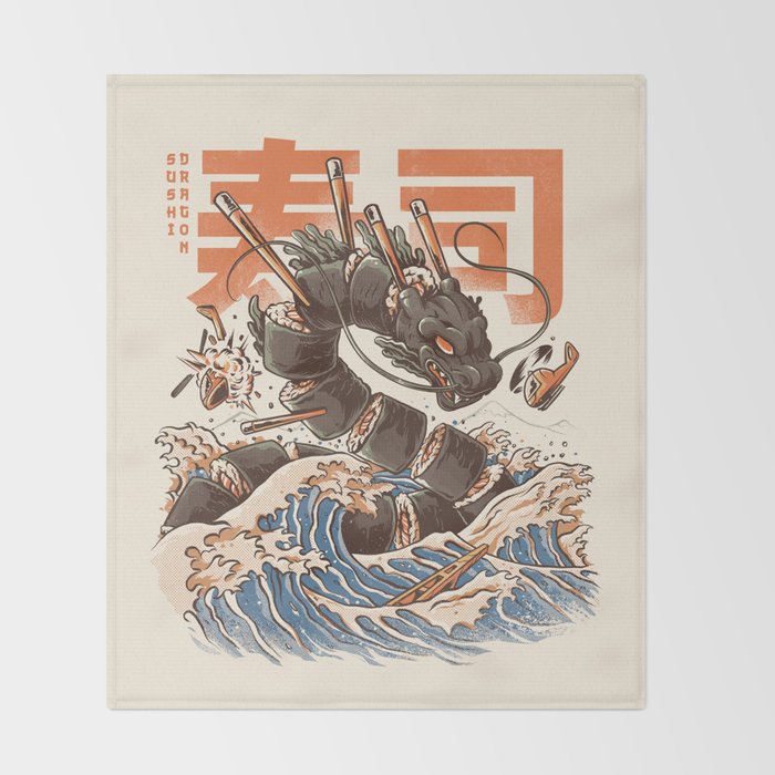 Great Sushi Dragon Throw Blanket Gallery Image 2