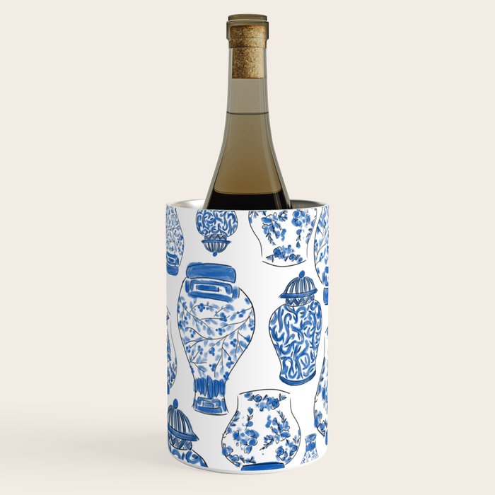 Chinoiserie Blue and White Jars Wine Chiller Gallery Image 1