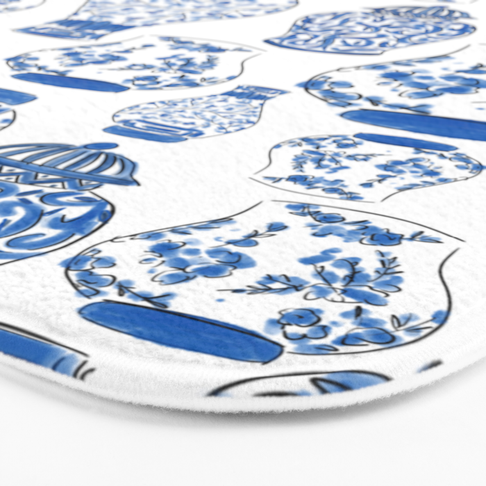 Chinoiserie Blue and White Jars Bath Mat Gallery Image 3