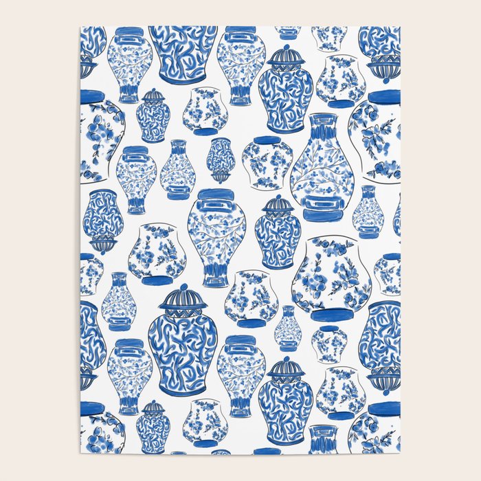 Chinoiserie Blue and White Jars Poster Gallery Image 4