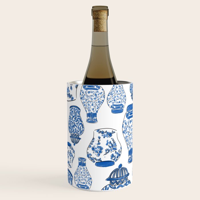 Chinoiserie Blue and White Jars Wine Chiller Gallery Image 2