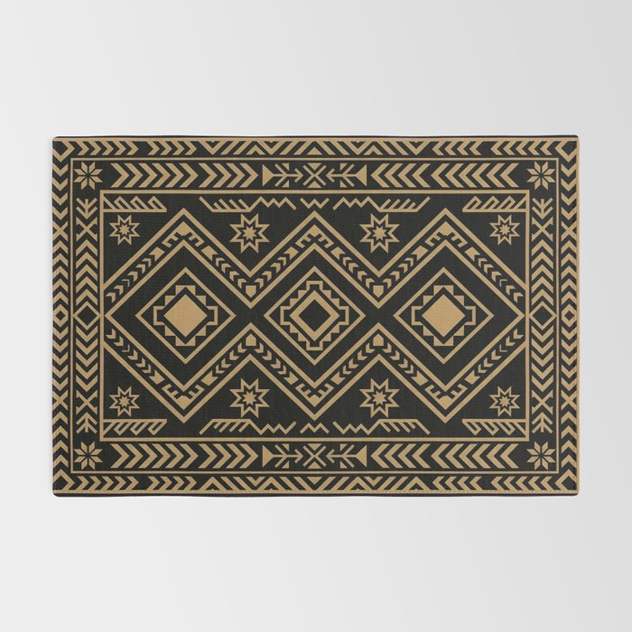 Intricate Gold and Black Tribal Surface Pattern Rug Gallery Image 2