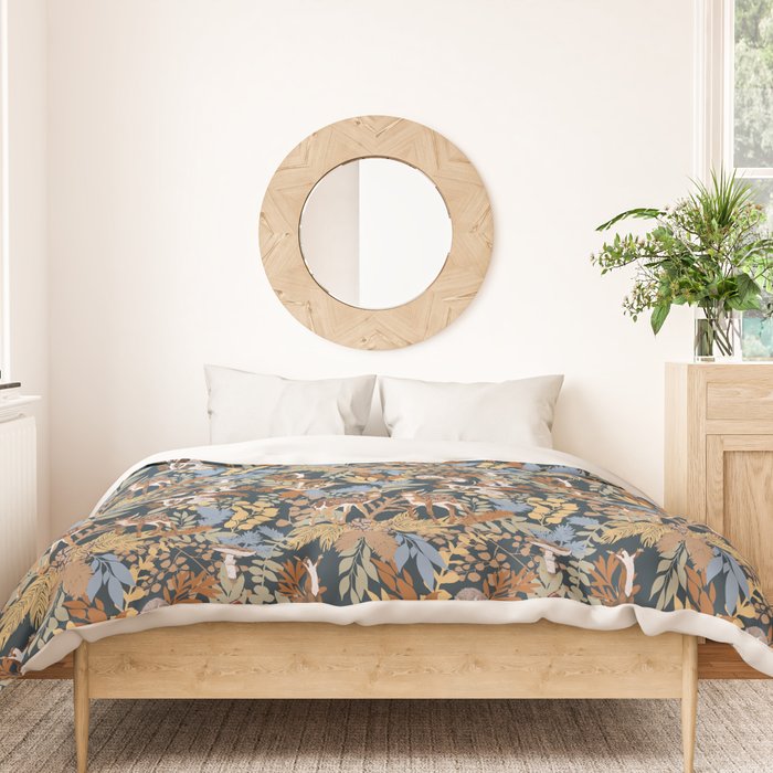 Colorful Dark Forest Animals B Duvet Cover Gallery Image 3