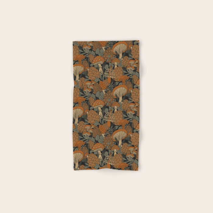 Autumn Mushrooms and Pinecones Bath Towel Gallery Image 1
