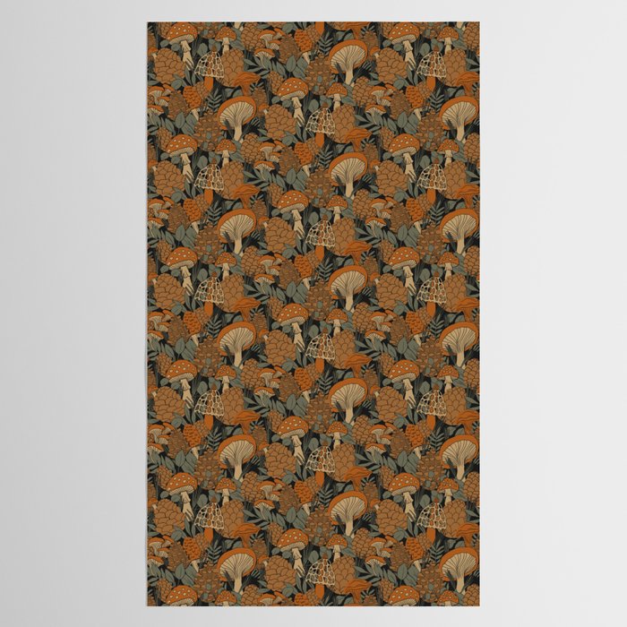 Autumn Mushrooms and Pinecones Tablecloth Gallery Image 2