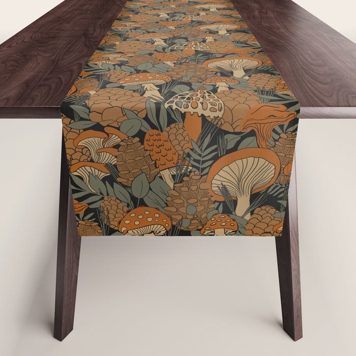 Autumn Mushrooms and Pinecones Table Runner Gallery Image 1