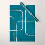 Dark Teal White Lines Geometric Minimalist Art Wrapping Paper Gallery Image 1