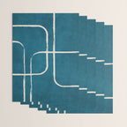 Dark Teal White Lines Geometric Minimalist Art Wrapping Paper Gallery Image 3