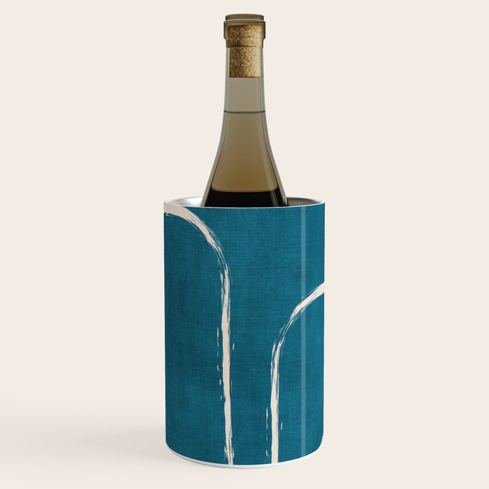 Dark Teal White Lines Geometric Minimalist Art Wine Chiller Gallery Image 2