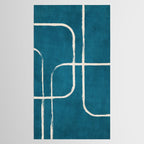 Dark Teal White Lines Geometric Minimalist Art Tablecloth Gallery Image 2