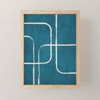 Dark Teal White Lines Geometric Minimalist Art Mini Art Print Gallery Image 1