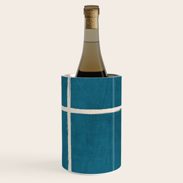 Dark Teal White Lines Geometric Minimalist Art Wine Chiller Gallery Image 3