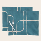 Dark Teal White Lines Geometric Minimalist Art Placemat Gallery Image 1