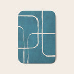 Dark Teal White Lines Geometric Minimalist Art Bath Mat Gallery Image 1