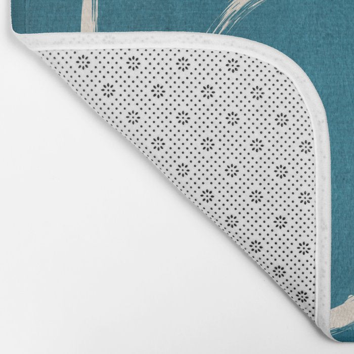 Dark Teal White Lines Geometric Minimalist Art Bath Mat Gallery Image 2