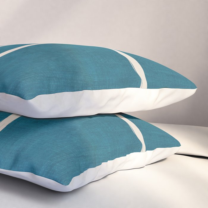Dark Teal White Lines Geometric Minimalist Art Pillow Sham Gallery Image 3