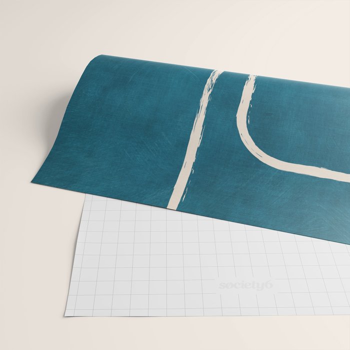 Dark Teal White Lines Geometric Minimalist Art Wrapping Paper Gallery Image 2