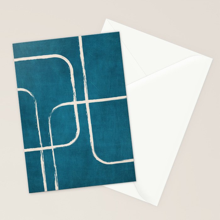 Dark Teal White Lines Geometric Minimalist Art Stationery Card Gallery Image 2