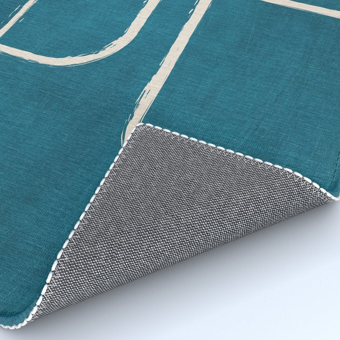 Dark Teal White Lines Geometric Minimalist Art Rug Gallery Image 4