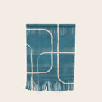 Dark Teal White Lines Geometric Minimalist Art Wall Hanging Gallery Image 1