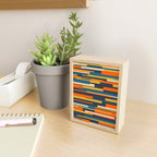Wright Geometric Mid Century Modern Abstract Pattern Blue Orange Mustard Mini Art Print Gallery Image 2